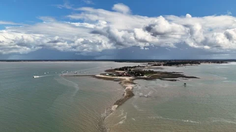 Video of Fouras Sandbar Under Dramatic Cloudscape, Francef Stock Footage 337229107