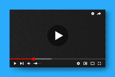 Video full frame element mockup template. Multimedia player interface. Video Illustrazione stock