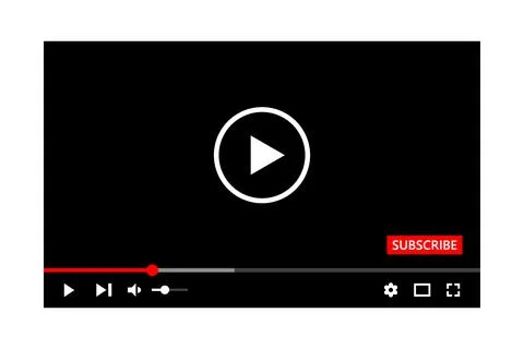 Video full frame player elements mockup template. Multimedia player interface Stock Illustration