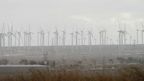 The video of functioning windmills in the countryside Video stock 77102388