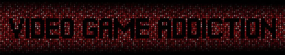 Video Game Addiction text on hex code illustration Stock Illustration