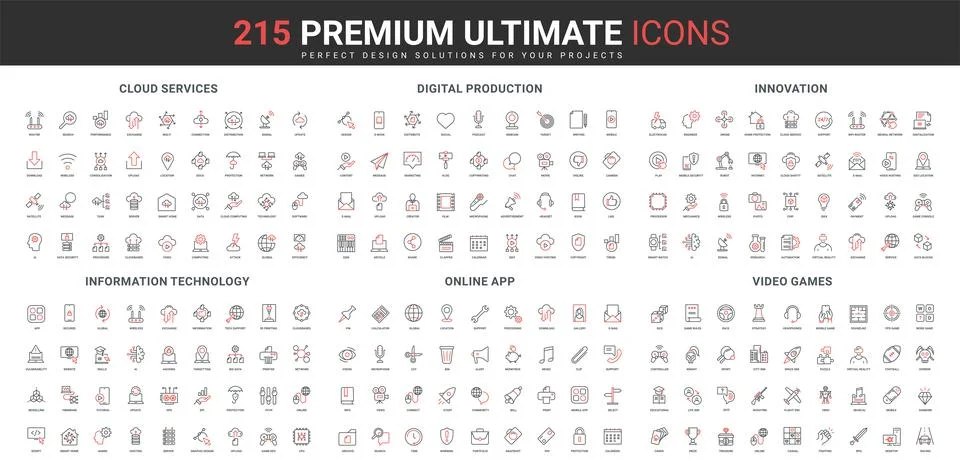 Video game, cloud, server and digital platform support, IT innovation line icon Stock Illustration