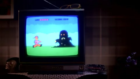 Video game console from 1980s decade Vídeos de archivo 206244005