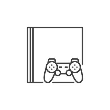 Video Game Console and game controller vector outline icon Illustrazione stock