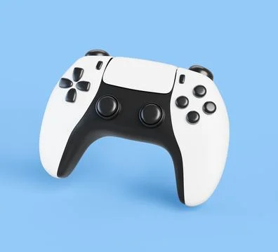 Video game console control joystick 3d render. Realistic remote wireless Stock Illustration