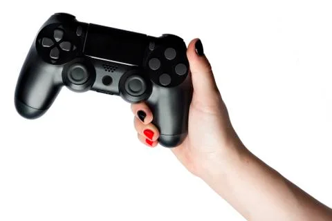 Video game console controller in gamer hands. Game controller in hand isolate Stock Photos