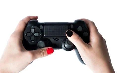 Video game console controller in gamer hands. Game controller in hand isolate Stock Photos