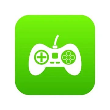 Video game console controller icon digital green Stock Illustration
