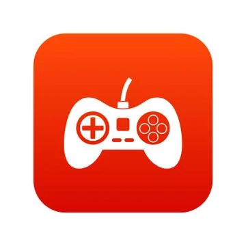 Video game console controller icon digital red Stock Illustration