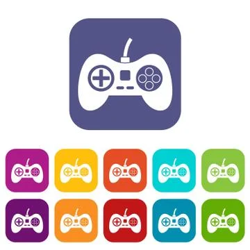 Video game console controller icons set flat 스톡 일러스트