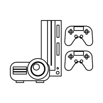 Video game console with controls 库存插图