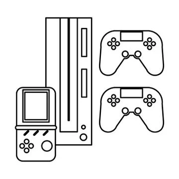 Video game console with controls Illustrazione stock