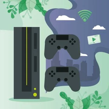 Video game console with controls 스톡 일러스트