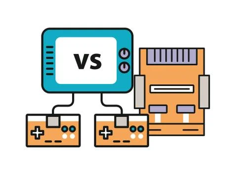 Video game console device with controls and tv イラスト素材