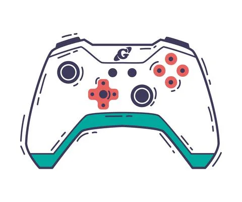 Video Game Console, Gamepad Joystick, Video Game Player Gadget Hand Drawn Vector イラスト素材