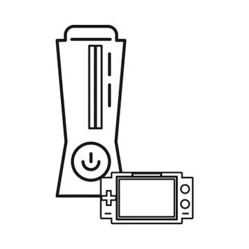 Video game console with handle device Illustrazione stock