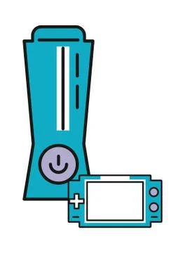 Video game console with handle device Stock Illustration