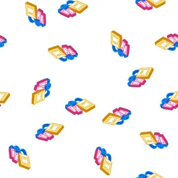 Video game console isometric icon seamless pattern Stock Illustration