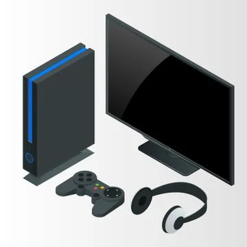 Video game console isometric vector illustration Stock Illustration