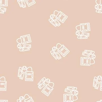 Video game console line vector seamless pattern Stock Illustration