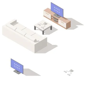 Video game console lowpoly isometric icon set Illustrazione stock
