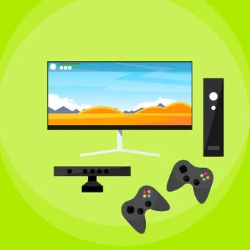 Video Game Console Pad Play Controller Flat Vector Stock Illustration