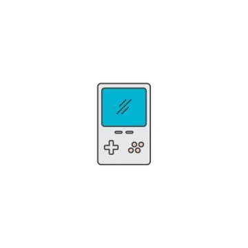 Video game console portable doodle cartoon icon flat Ilustração Stock