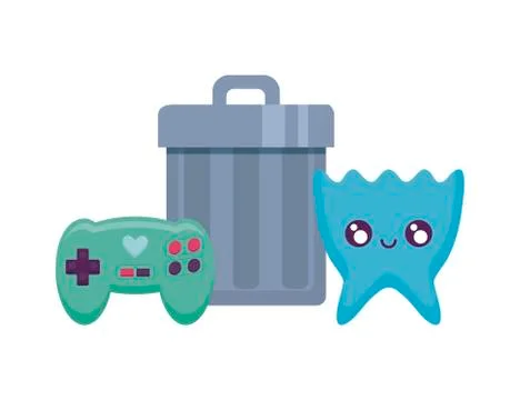 Video game control and garbage with alien Illustrazione stock