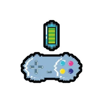 Video game control with battery pixelated Stock Illustration