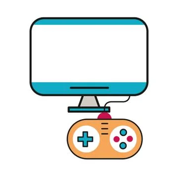 Video game control handle with display tv Stock Illustration