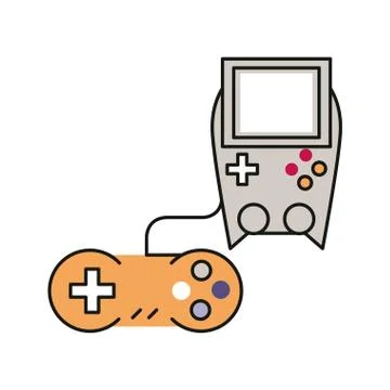 Video game control handle with portable console 스톡 일러스트