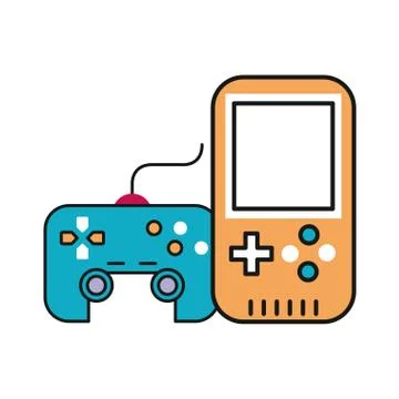 Video game control handle with portable console Illustrazione stock