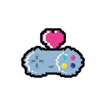 Video game control with heart pixelated Stock Illustration