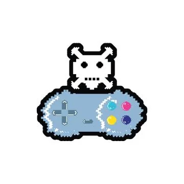 Video game control with skull pixelated Stock Illustration