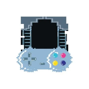 Video game control with stage scene pixelated Stock Illustration