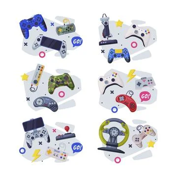 Video Game Controller and Electronic Device for Home Console Vector Composition 스톡 일러스트