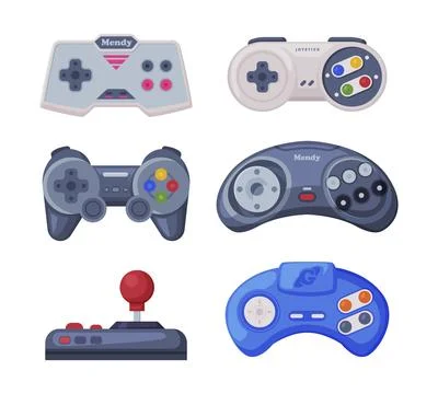 Video Game Controller and Electronic Device for Home Console Vector Set 스톡 일러스트