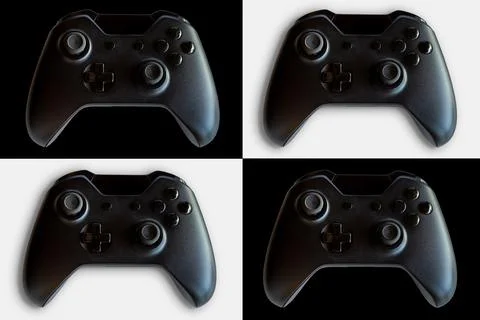 Video game controller and game controller. Black and white background. Select Foto stock