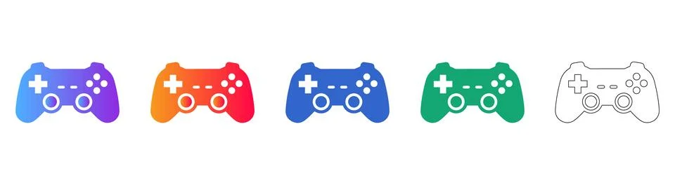Video Game Controller and Gaming Icons Stock Illustration