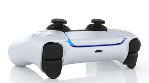 Video game controller and new generation, futuristic wireless technology on w Stock Photos