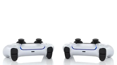 Video game controller and new generation, futuristic wireless technology on w Stock Photos