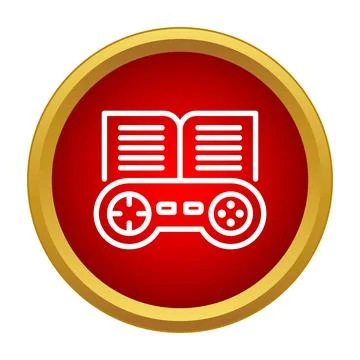 Video game controller and open book icon Stock Illustration