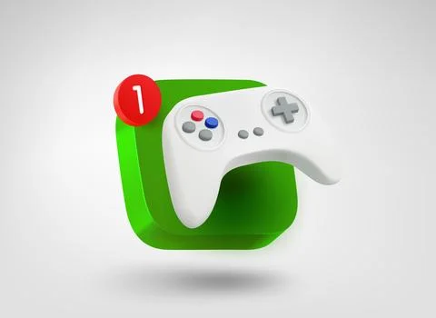Video Game controller on app button. 3d vector mobile application icon Stock Illustration