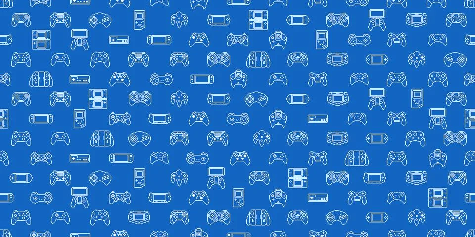 Video game controller background Gadgets and devices seamless pattern vector Stock Illustration