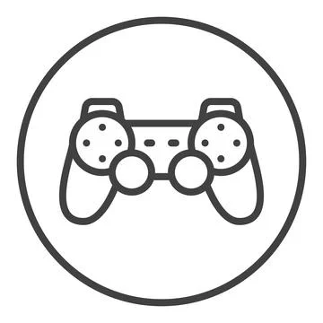 Video Game Controller in Circle vector Joypad linear icon or symbol Stock Illustration