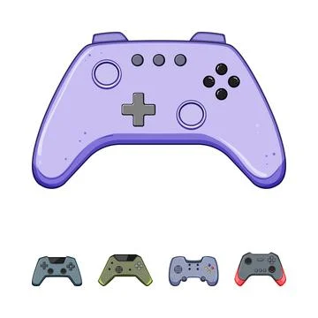 Video game controller collection illustrating gaming concept Stock Illustration