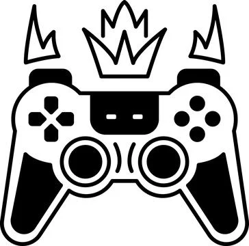 Video game controller with a crown on top and flames coming out of it Stock Illustration