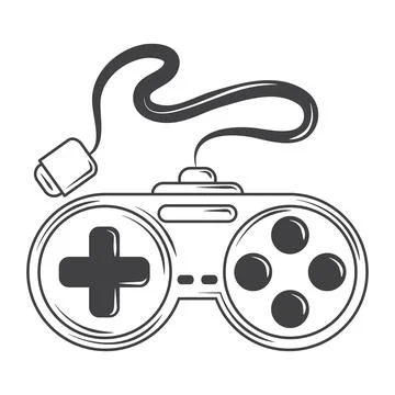 Video game controller device for console, sketch style design vector イラスト素材