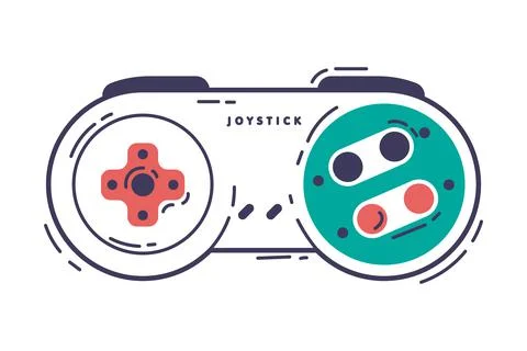 Video Game Controller, Gamepad Console, Game Player Gadget Hand Drawn Vector イラスト素材