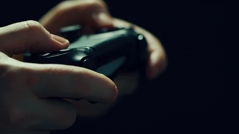 Video game controller in hands close up playing slow motion Stock Footage 102048849